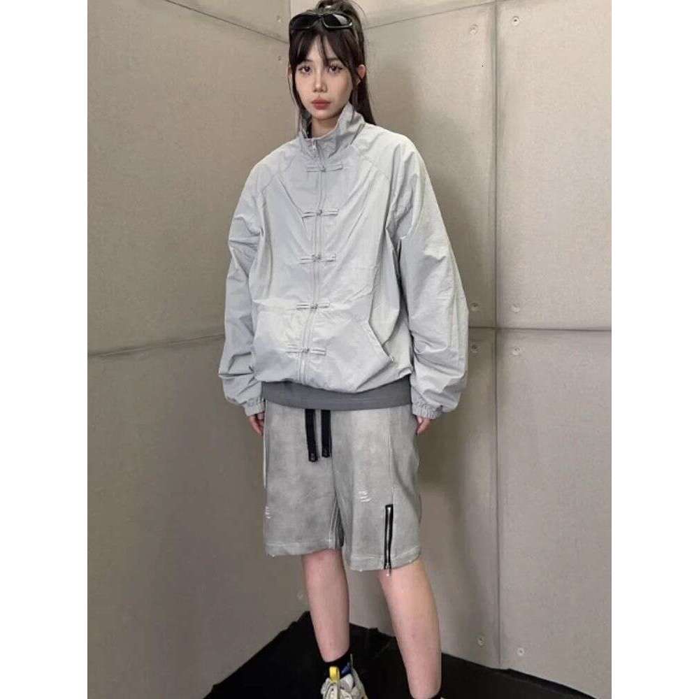 2026 Autumn New Style Trendy Casual Stand-Up Collar Unisex Windproof Zipper Jacket With Chinese Knot Buttons Asia Size