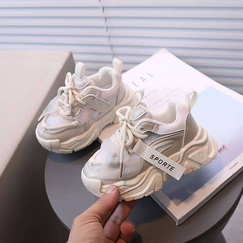 Girl Child Sport Shoe 2026 Spring Mesh Breathable Toddlers School Running Sneakers Fashion Non-slip Kids Boys Basketball Shoes 26Y0304