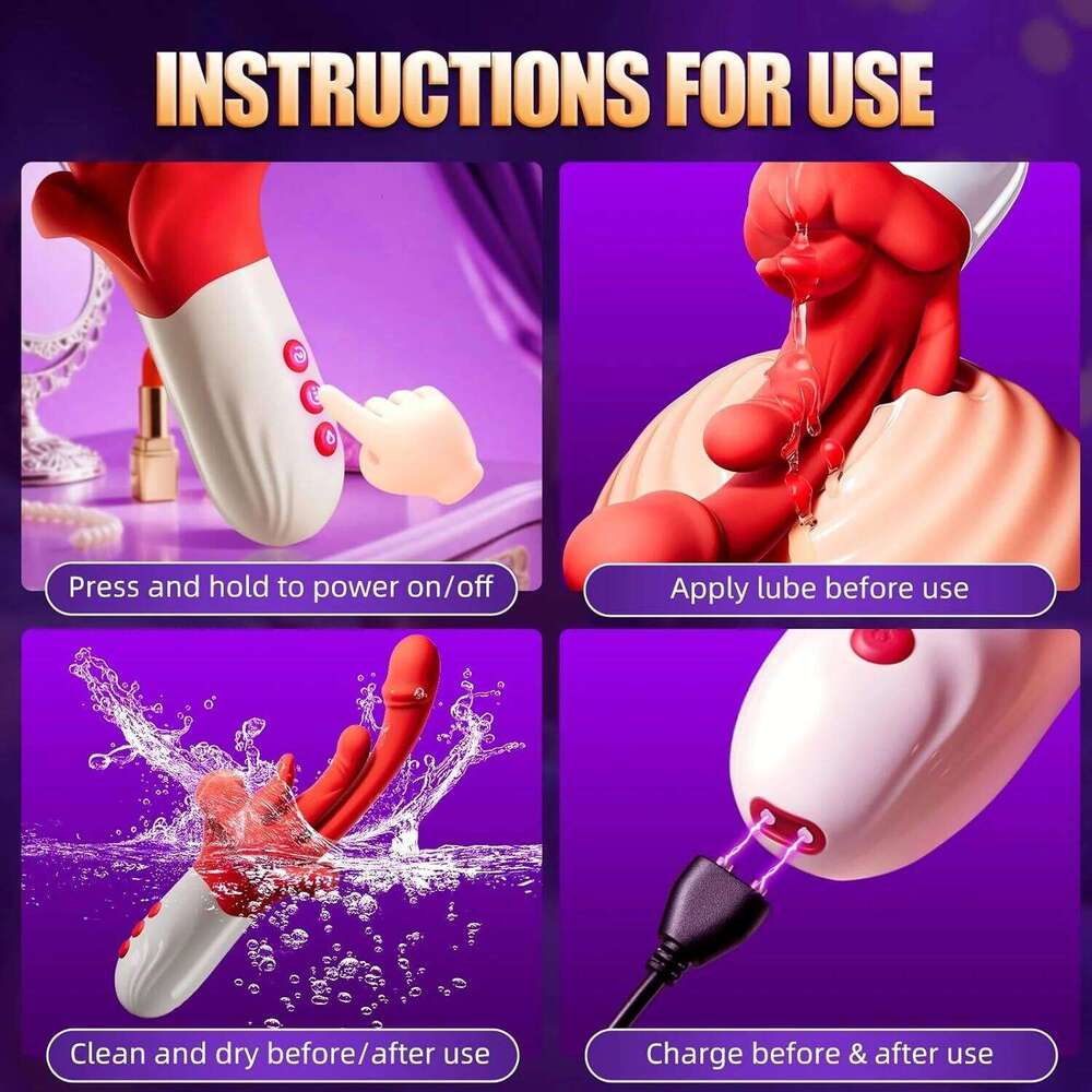 KUSHOR 5 IN 1 Dildo Vibrator for Women Swings Tongue G Spot Clitoral Stimulator Vaginal Massage Female Masturbator Adult Sex Toy W260305