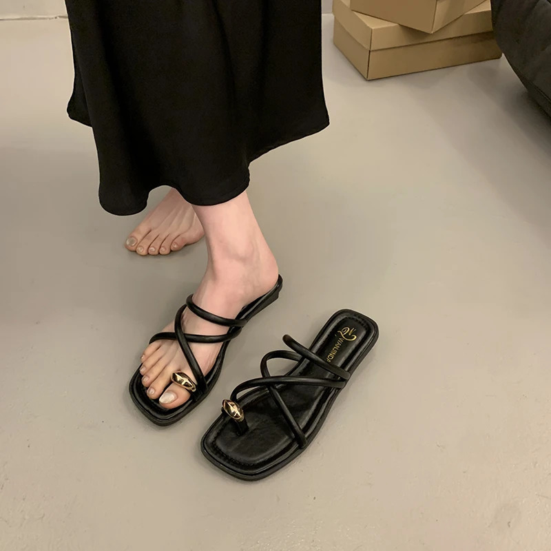French sense niche sandals summer internet flat bottomed slippers for women 260305