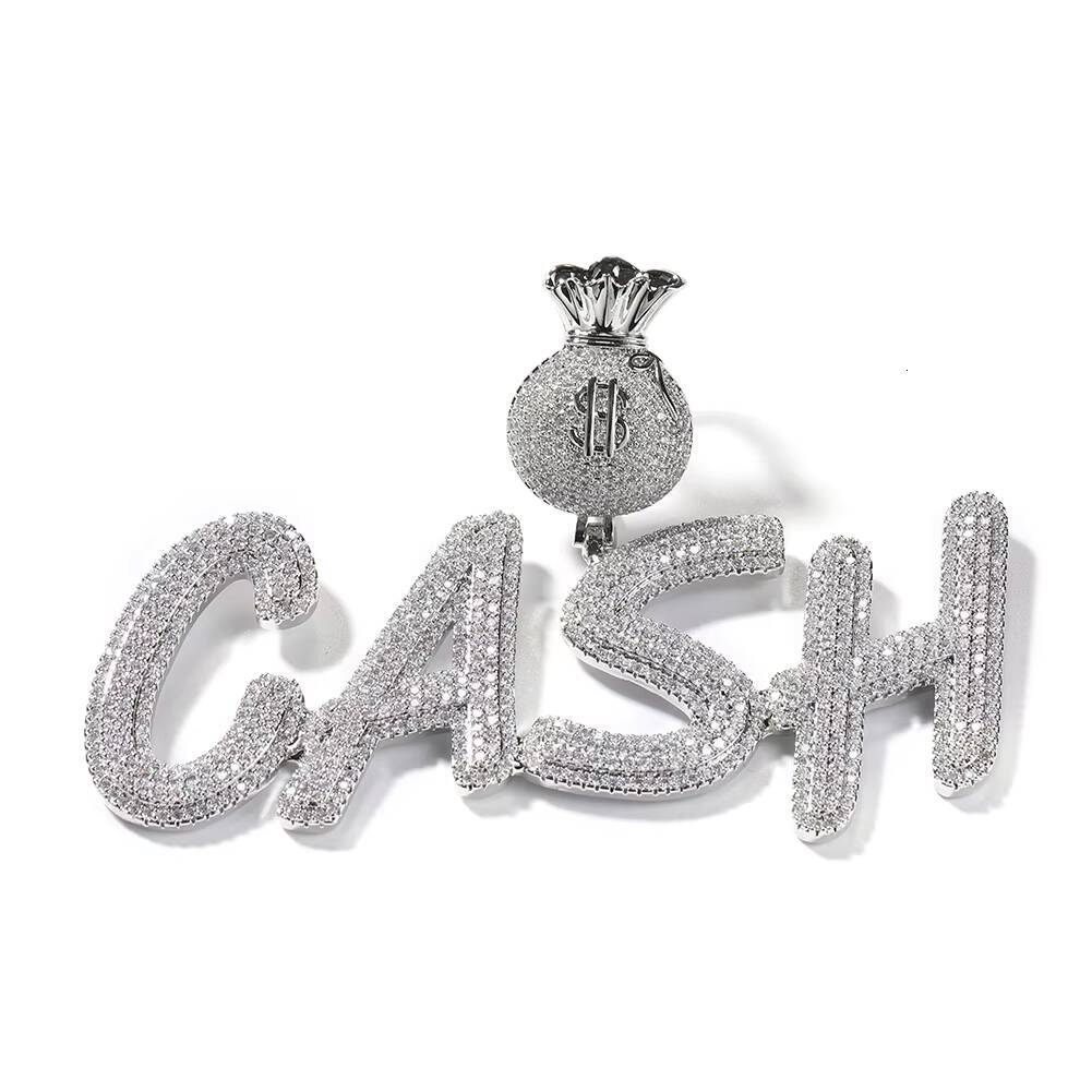 Custom Name Pendant Money Bag Hook Full of vvs moissanite Letter Necklace Bling Hiphop Jewelry