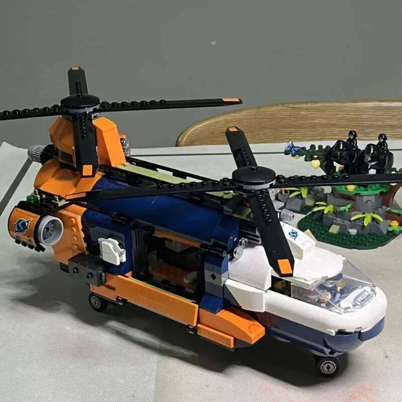 City Series Explorer Base Helicopter Creative Building Blocks Jungle Exploration Forest Adventure Kids Toys Gift Z260306