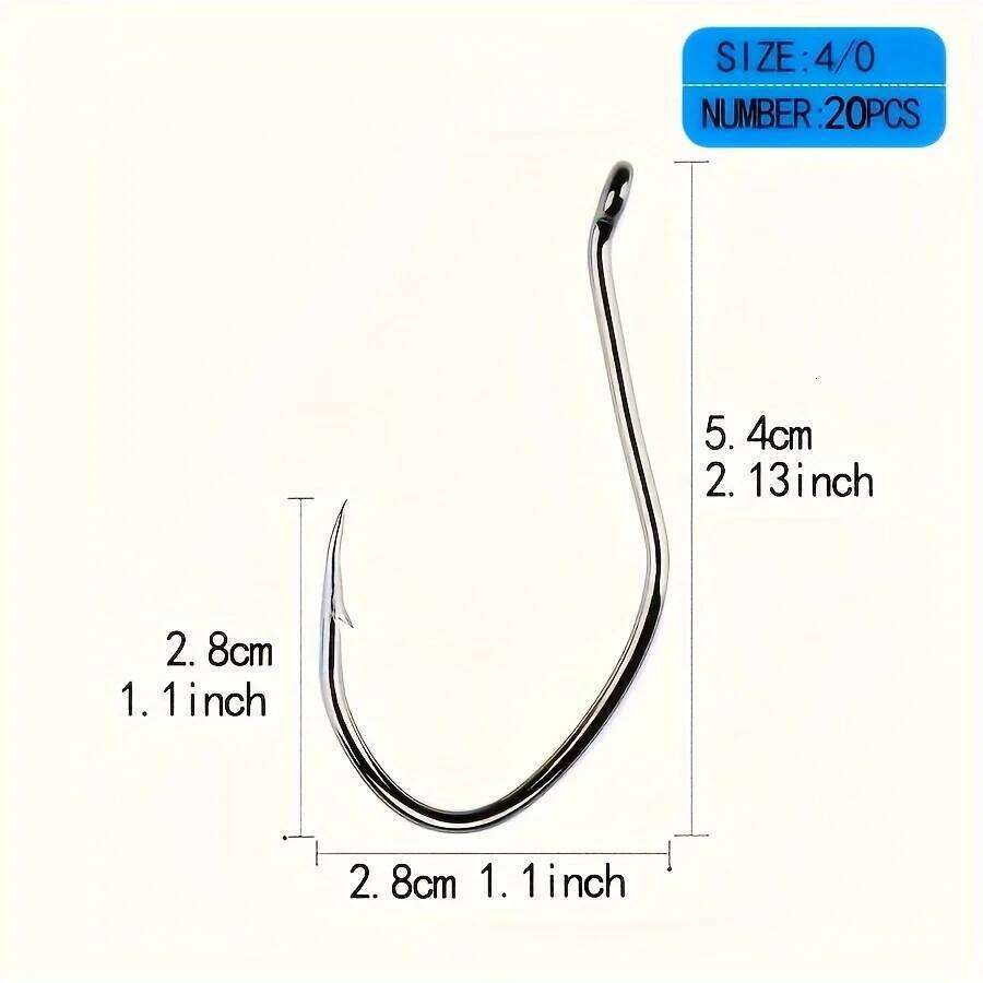 20pcs Catfish High Carbon Steel Strong for Saltwater Freshwater Fishing Tackle - Various Sizes & Hooks S260305