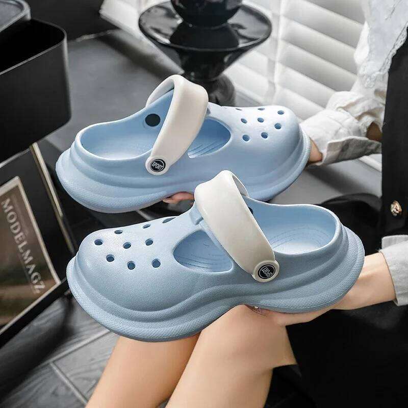 2025 Summer Women's Thick-Soled Non-Slip Breathable Toe-Cap Casual Beach Slippers Comfortable Sandals