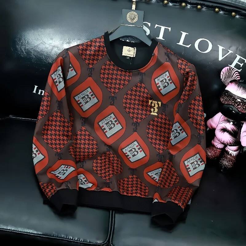 High-End Men's Hoodie 2025 Spring Autumn Thiened Long Sve round Ne Large Size Base irt Faionable And Sli