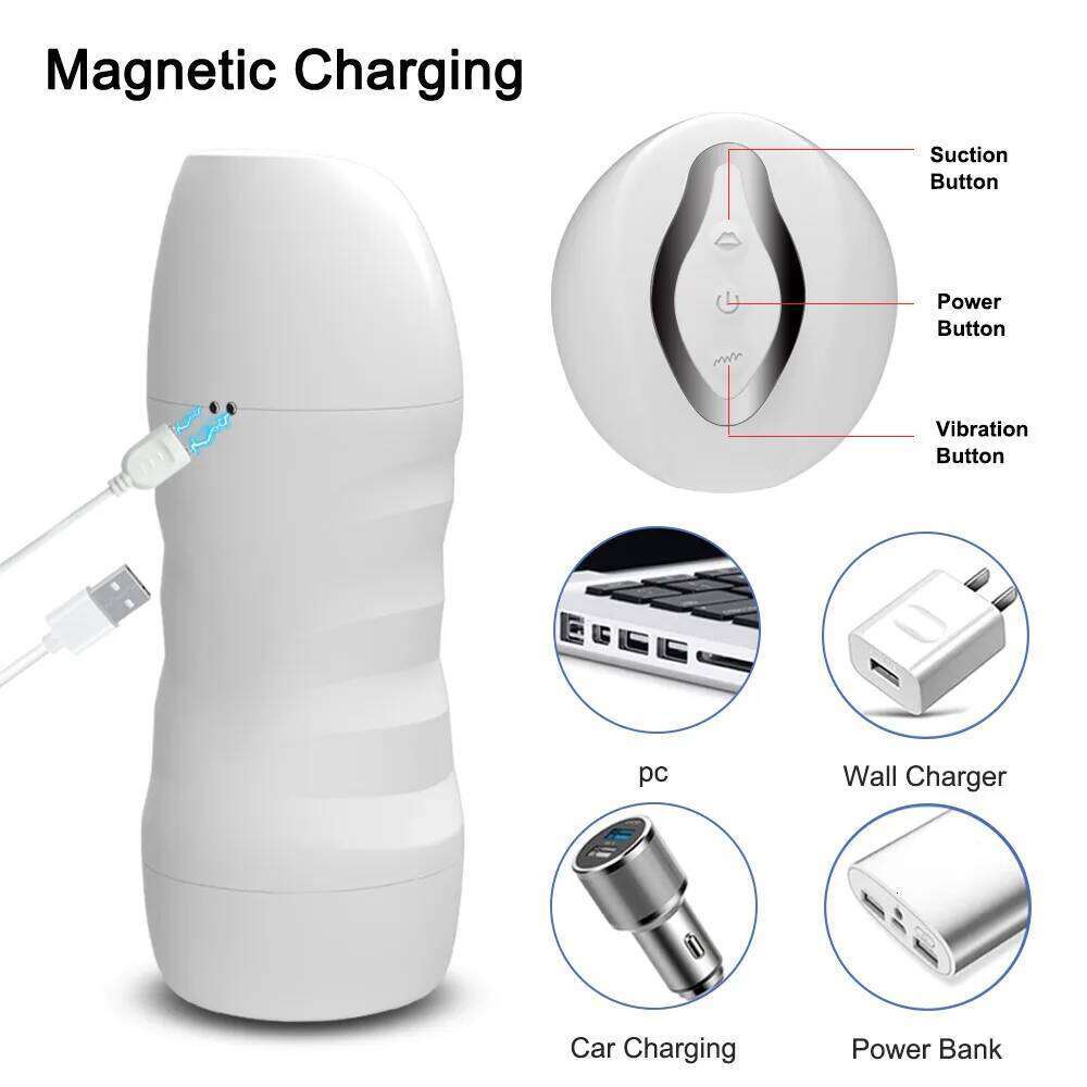 Automatic Male Masturbator Powerful Vibration Blowjob Sucking Machine Silicone Masturbation Cup Adult Supplies Sex Toy for Men W260305
