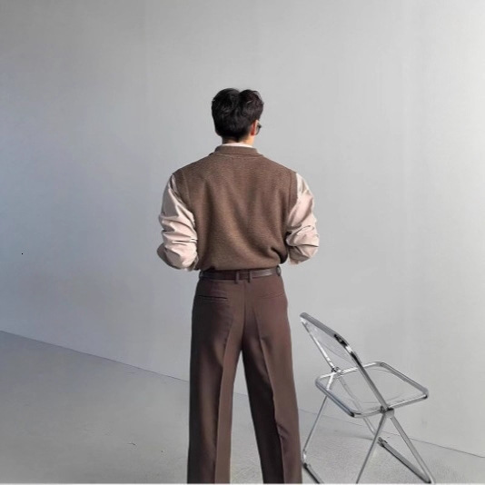 Simple Japanese Retro Sweater Vest Jacket Mens Knitted Cardigan Exterior Vest Trendy 250910