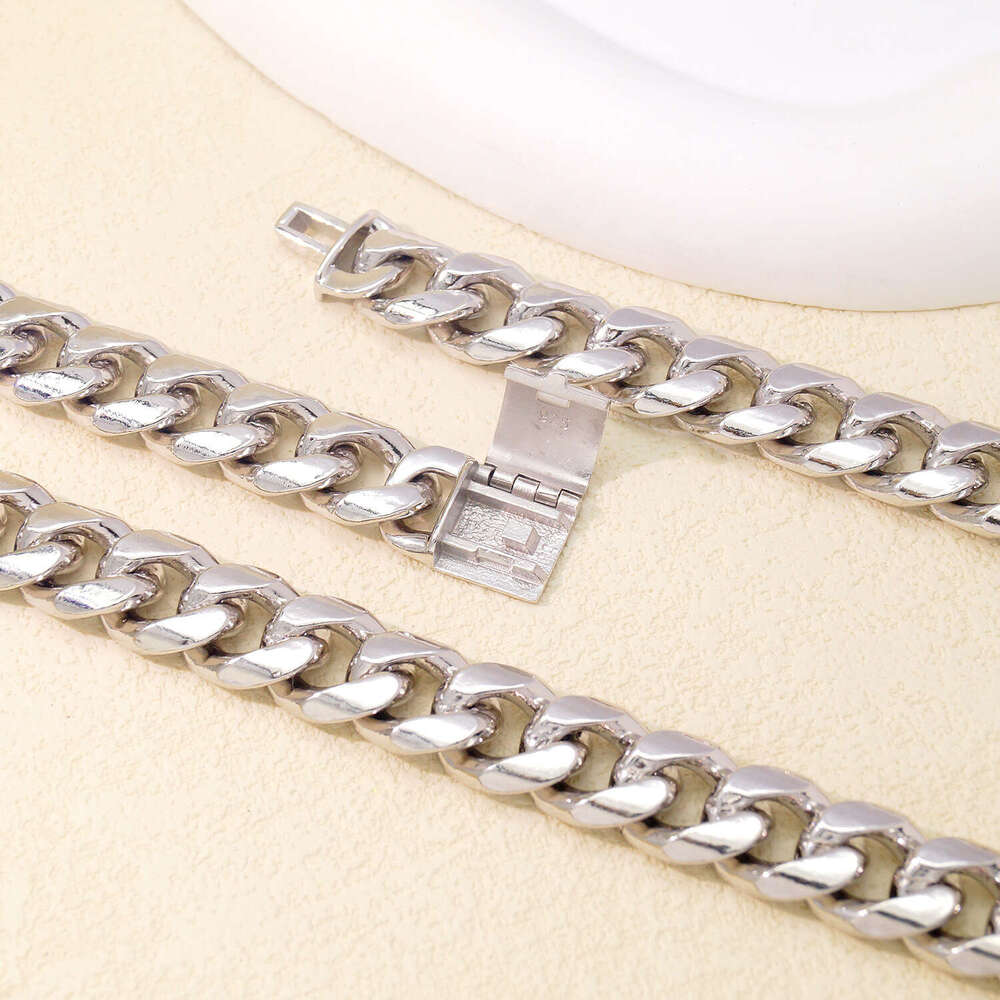 American-style Cuban 925 silver necklace for men and women, light luxury cross-border jewelry, sweater accessory, irregular chain
