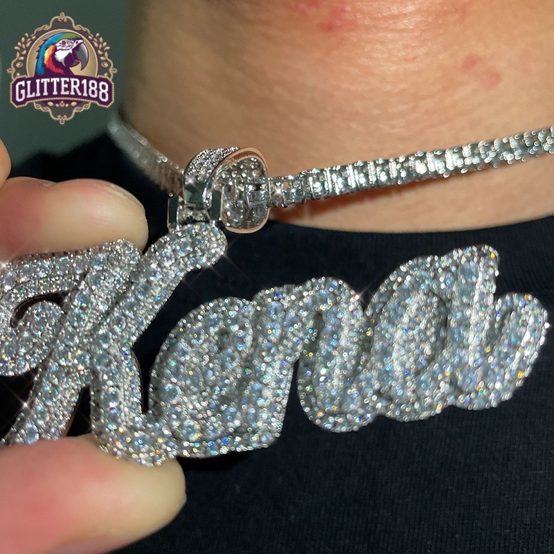 Custom Jewelry Designer Iced Out Diamonds silver Letter vvs moissanite Customised Name Necklace