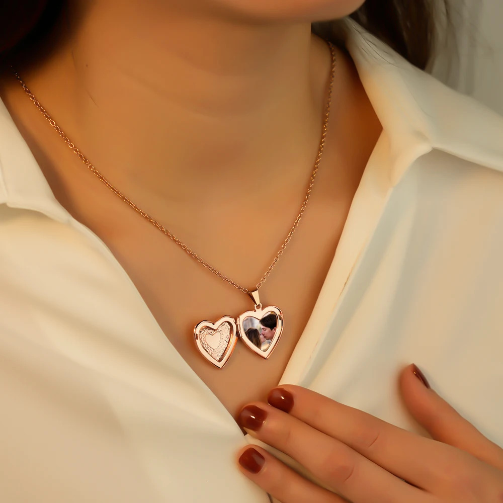 MaiLun 1pc Custom Po Heart Locket Pendant Necklace Women Necklace Personalized Souvenir Gift 260302