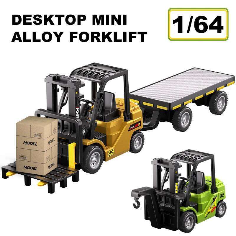 1/64 Desktop Mini Alloy 2.4G Remote Rc Forklift Crane 2in1 Tow Plate Engineering Machine Support APP Control C260305