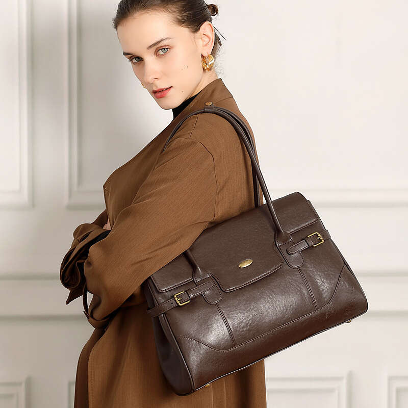 Luxury Shoulder Bags Totes Hobo Minimalist Top Layer Cowhide Genuine Leather Large Capacity Commuter Vintage Handbag Fashion Single Underarm Tote Bag 