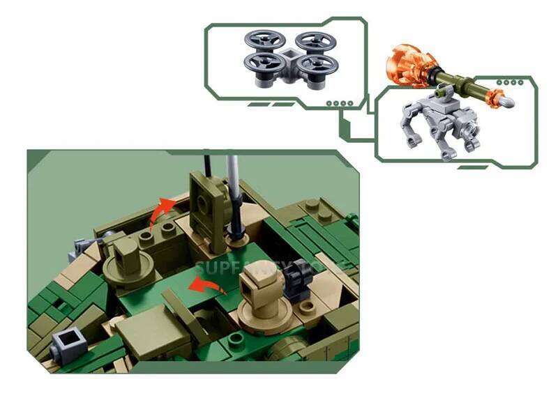 Sluban 391pcs MBT Main Battle Tank ModelArmy King of Land WarfareDIY Building Blockset Military Educational Toys for Children Z260305