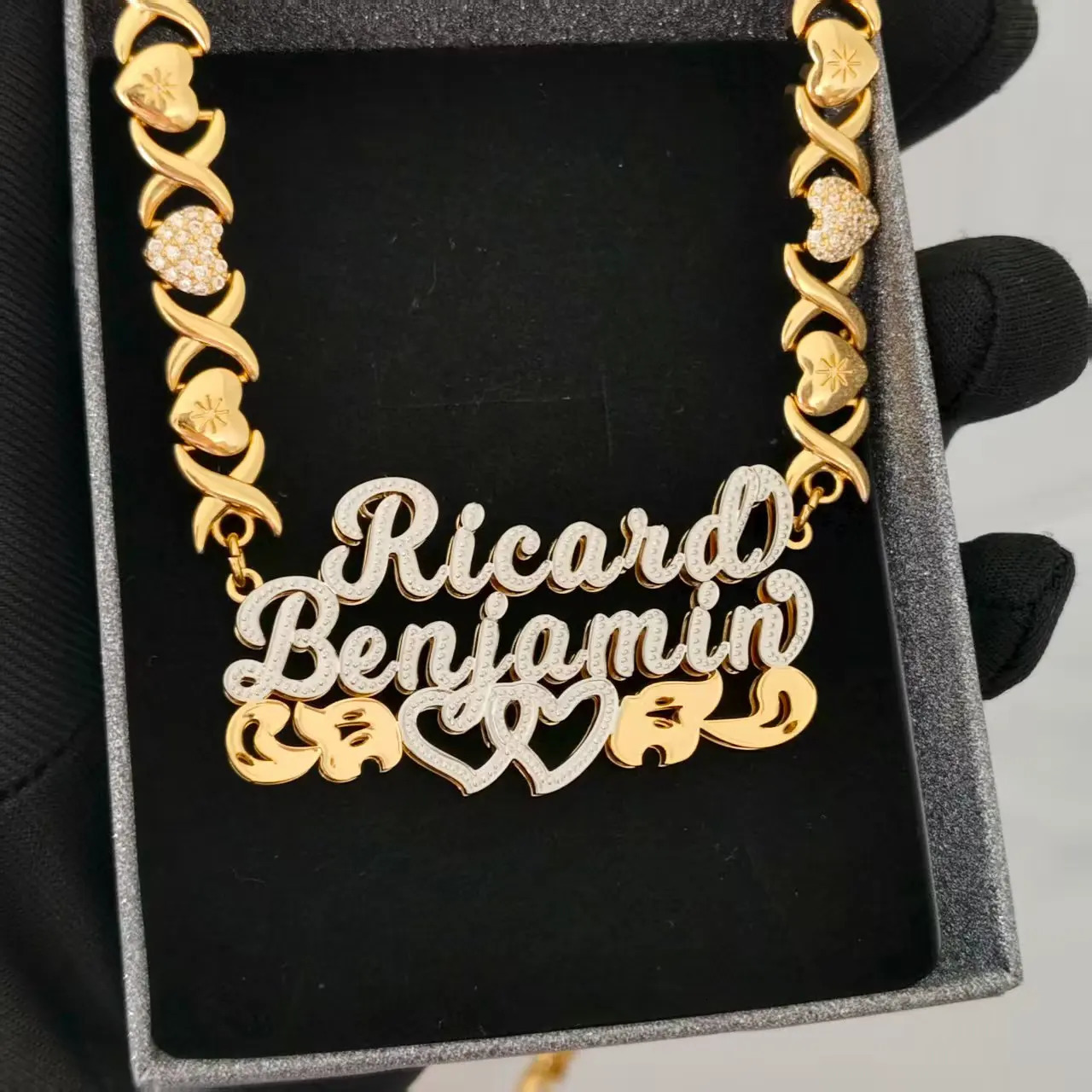 Wholesale Customized 2 Name Necklace Personalized Letter 3D Double Necklace Personalized Jewelry Valentines Day Gift for Her 260302