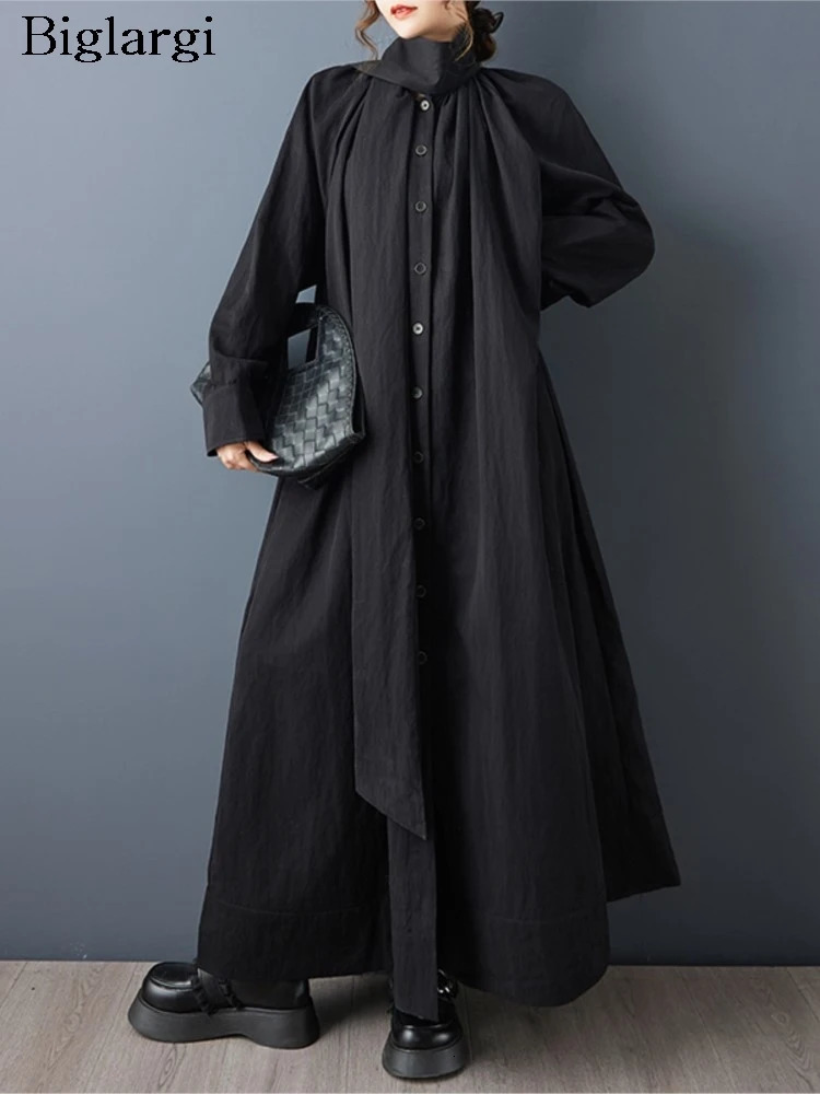 Oversized Spring Autumn Long Trench Coat Dres Irregular Fashion Ladies Windbreak Loose Woman Coats 260228