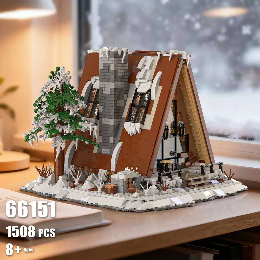 1508PCS A Type Snow House Building Blocks Pine Tree Cabin Model Bricks Winter Holiday Desktop Decoration Kids DIY Toys Gifts Z260305