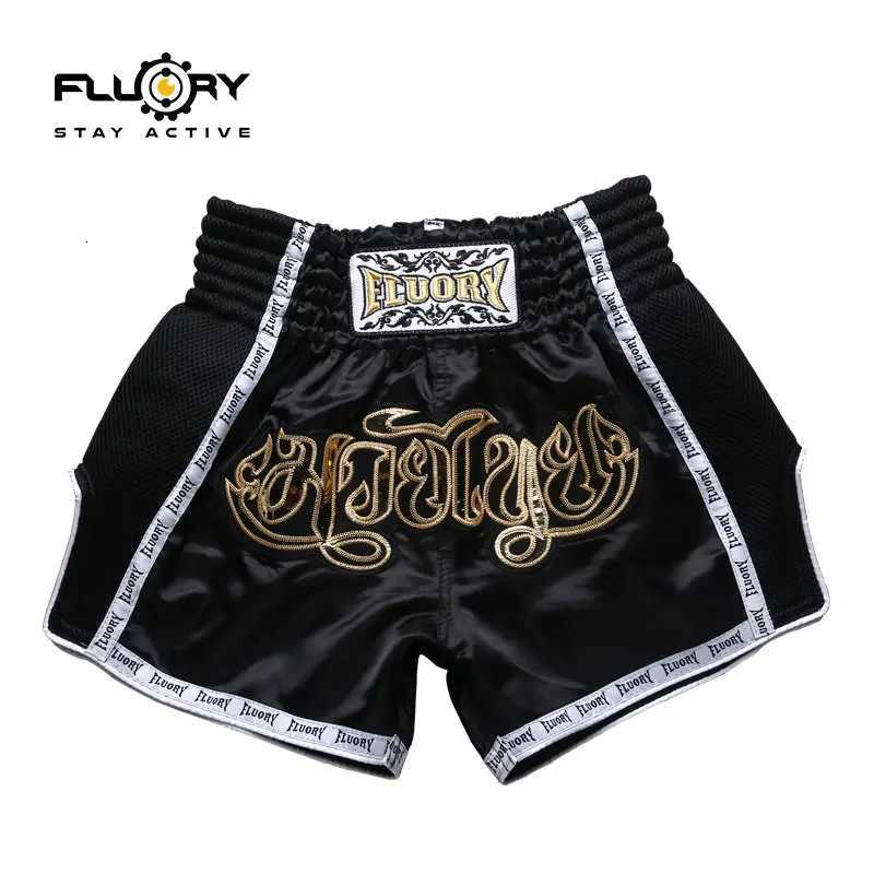 black new release muay thai shorts for all Fluory good quality boxing pants/trunks X260306