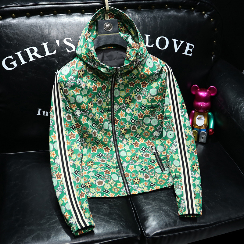 Hooded Printed Jacket for Men, New Jacket, Youth Spring and Autumn Fashion Top