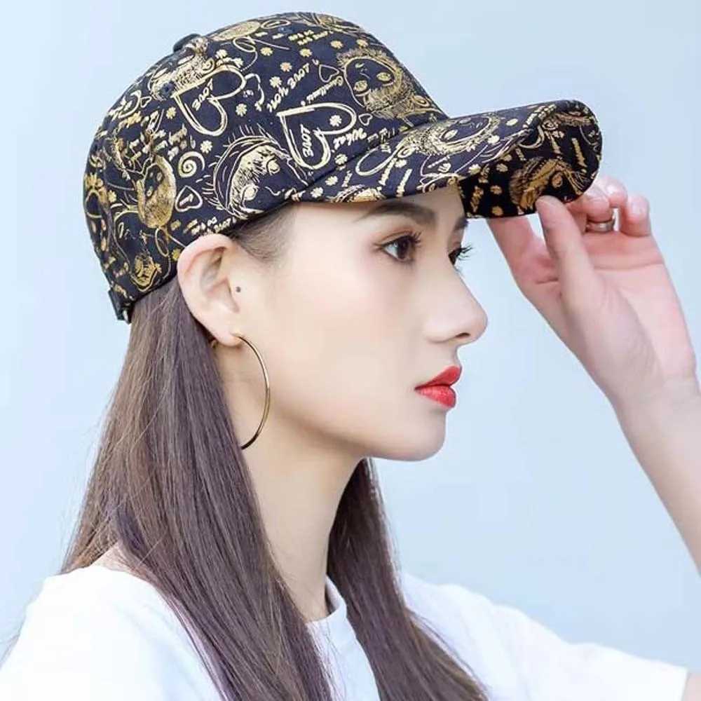 Adjustable Graffiti Baseball Cap American Style Sunscreen Patterned Peaked Hat Cotton Hip-hop Sunshade Casquette Outdoor S260306
