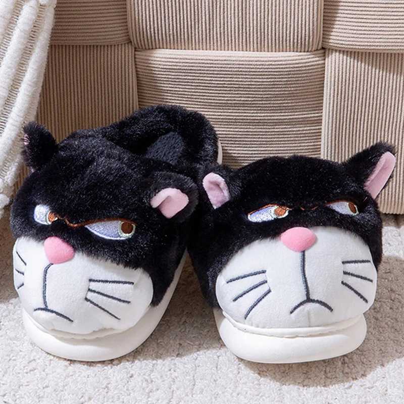 Womens New Winter Cat Slippers - Cute Couples Warm Thick-Soled Fleece-Lined Non-Slip Home Slippers S260305