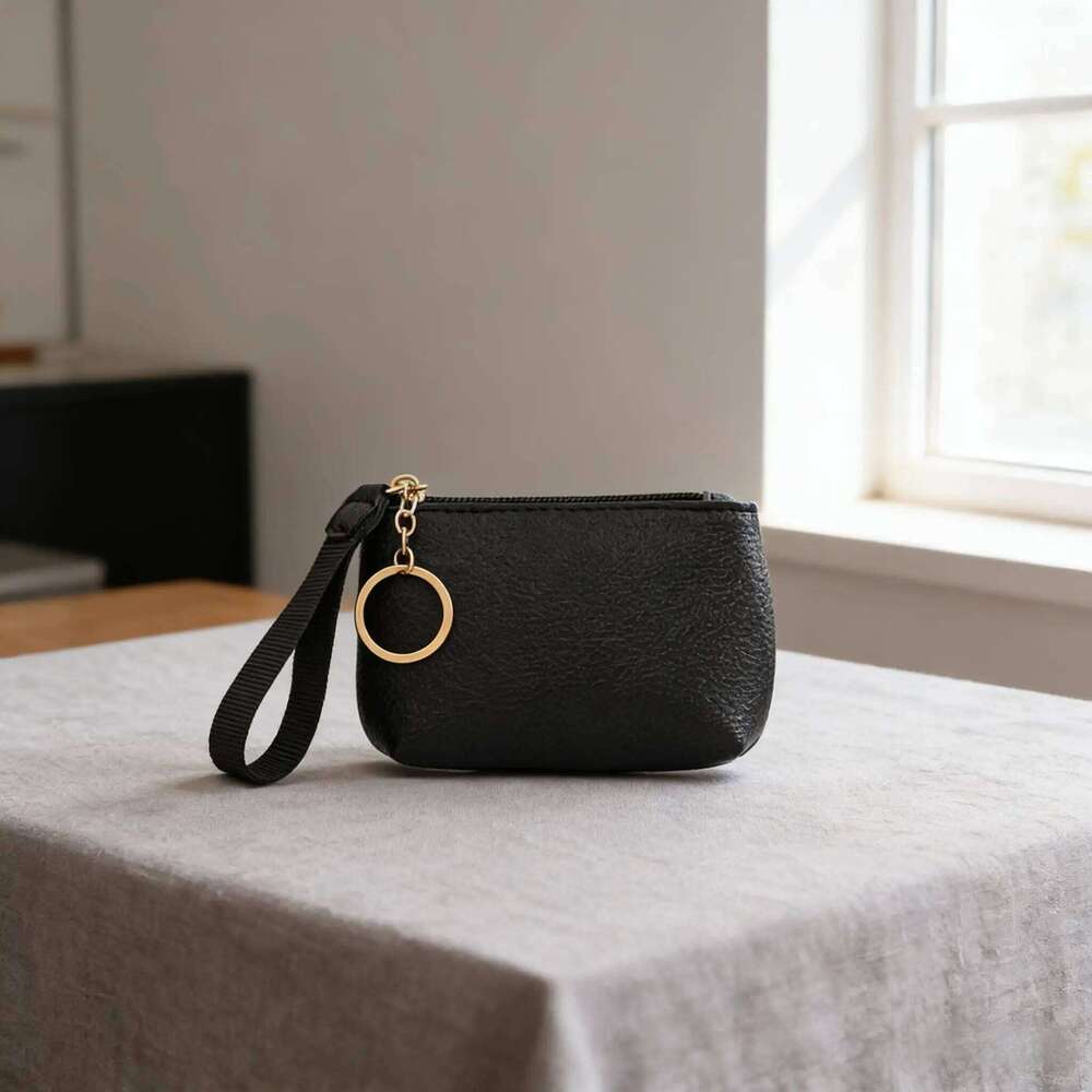 Solid Color Handheld Zipper Short Small Women's PU Leather Mini Coin Key Bag Multifunctional Pendent Wallet C260304