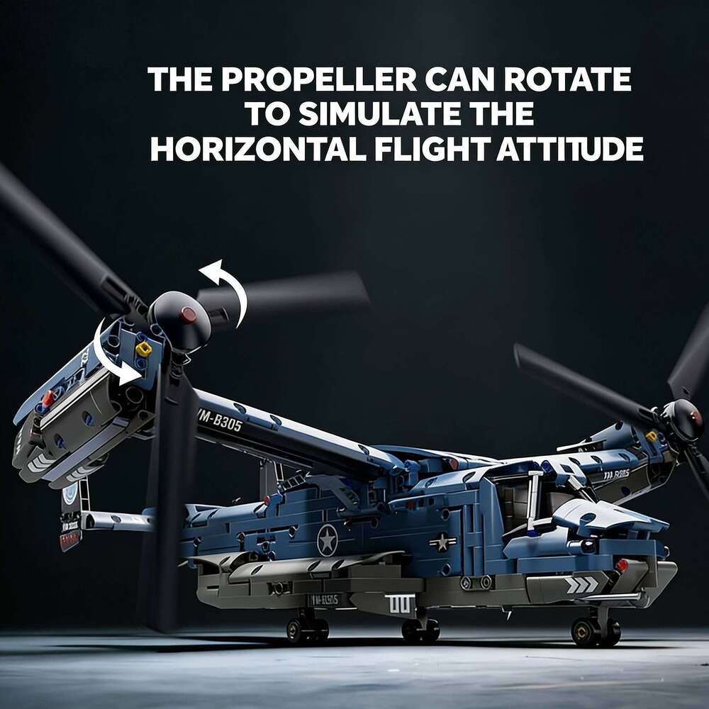MOC 1389PCS V-22 Tiltrotor Aircraft Helicopter Building Block Children Military Airplane model Bricks Toy home Decor. Z260305