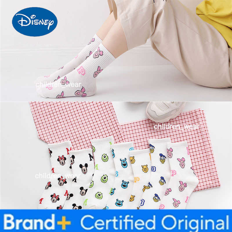 Disney 7 Pairs/Pack Cartoon Women Socks Mickey Mouse Donald Duck Mickey Minnie Cute Ankle Socks Girls Kawaii Sock H260306