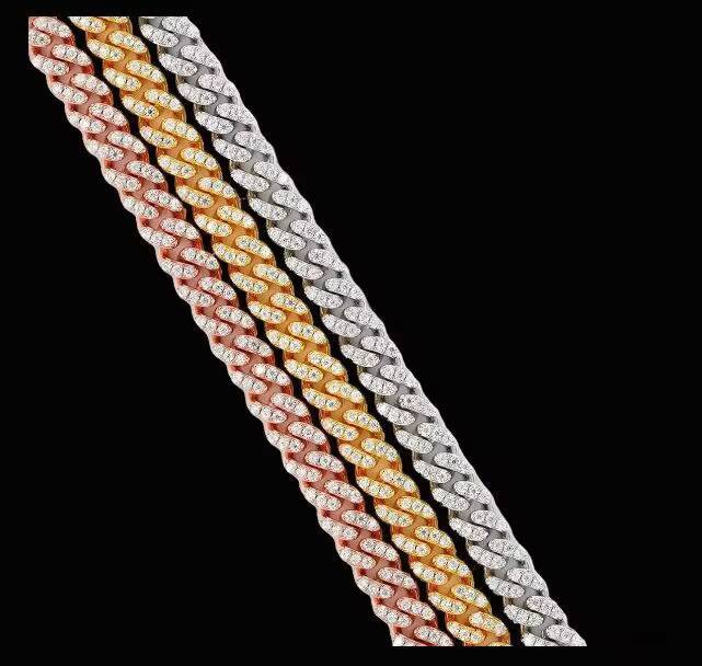 Fashion Jewelry Hip Hop Chain Moissanite Diamond Bracelet 925 Sliver White Gold Cuban Chain