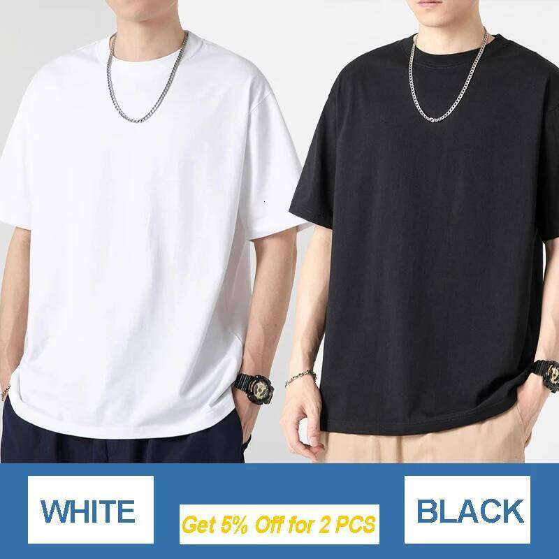 Short Sleeve T-shirt Men O Neck Tees Cotton Black White Solid Color Loose Fit Clothing Casual Sports Women's Top Tee Shirts 26H0306