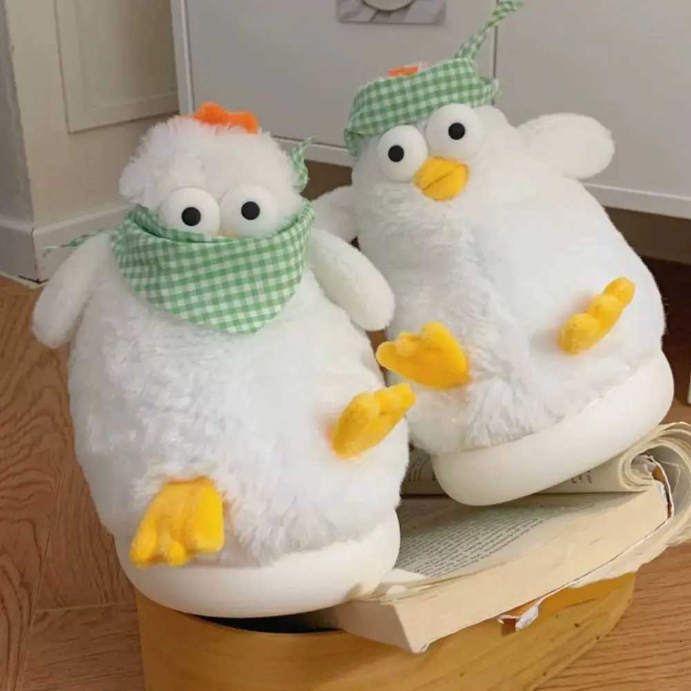 Casual Furry Yellow Chicken Slippers Velvet Cartoon Slippers Plush Non-slip Kawaii Winter Warm Slippers Women S260305