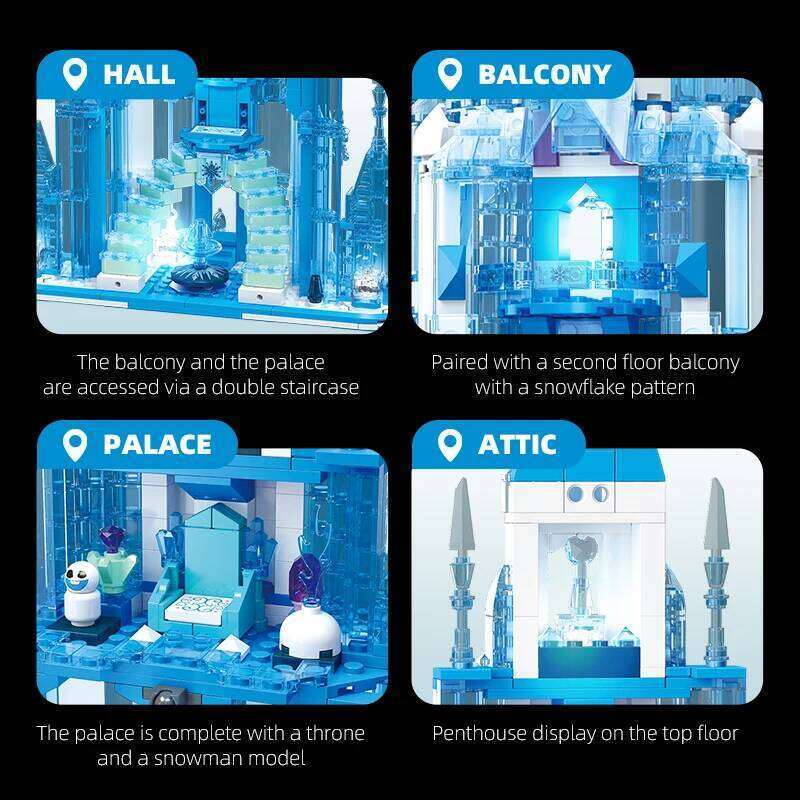 732PCS Ice Snow Blocks Fairy Tale Princess Magic Castle Building Model Bricks Children's DIY Toy Holiday Gift Z260305