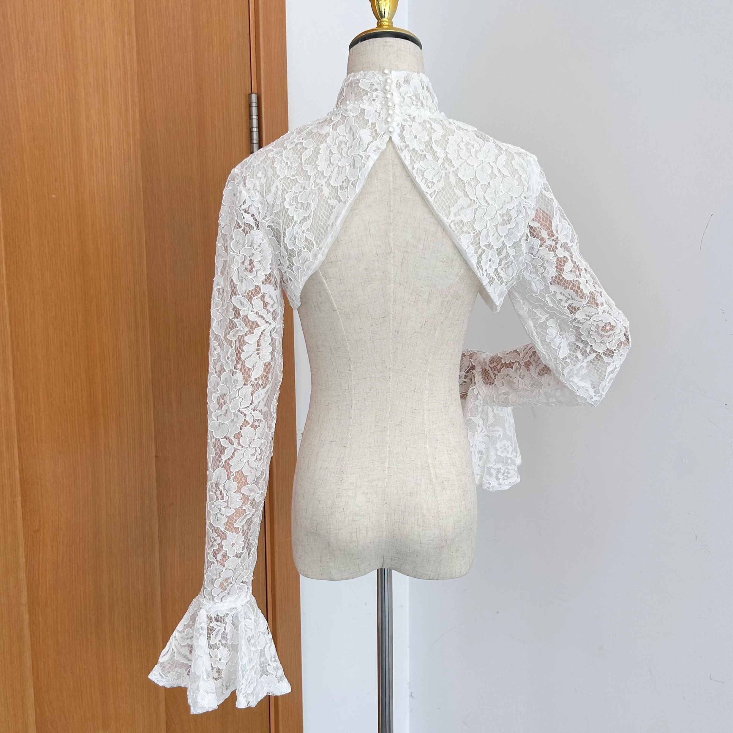 Bridal Wraps Customized Long Sleeve High Neck Lace Appliques Jackets Bolero High Quality Wedding Accessories