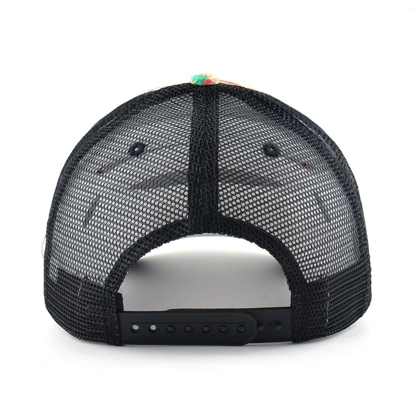 Straw Floral Baseball Cap Women Summer Breathable Mesh Visor Cap Outdoor Casual Sport Snapback Cap Adjustable S260306