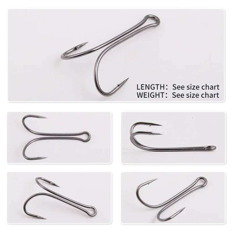 YUCONG 50PCS Weedless Fishing Hooks 6#-4/0# High Carbon Steel Duple Hook Barbed Double Fishhooks for Soft Swimbait Pesca Crochet Y260305