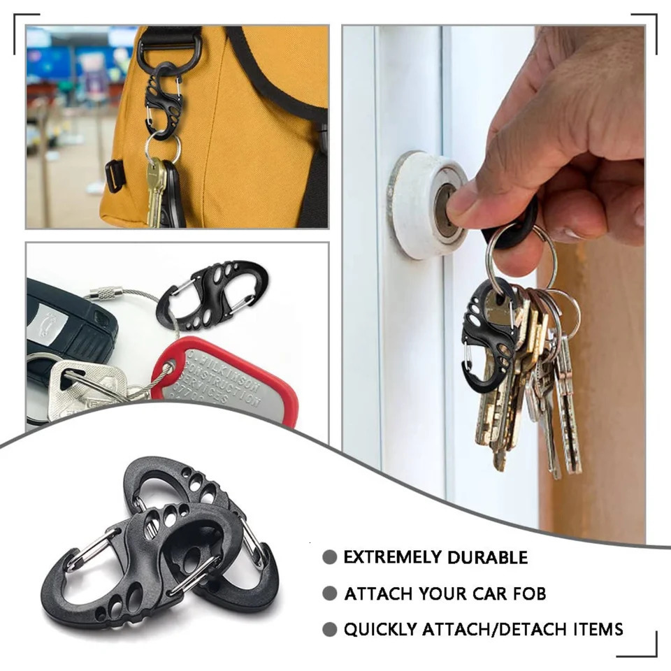 12 Pack Carabiner Clip Plastic S Clips Paracord Keychain Hooks for Key Chain Backpacks Bags Zipper Accessories 260228