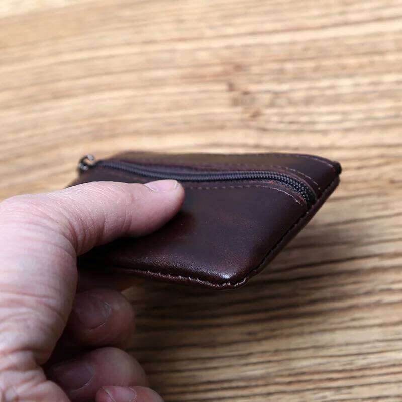Genuine Leather Mini Coin Purse for MenTop Layer Cowhide Women Zipper Vintage Card Bag Short Lady Wallet Key Case NZPJ C260304