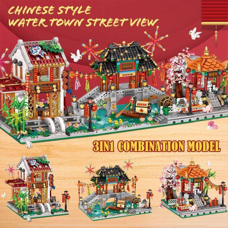 1524PCS City Classical Style Mini Four Corners Pavilion Building Blocks Home Ornaments Friends Bricks Toy For Children Gifts Z260305