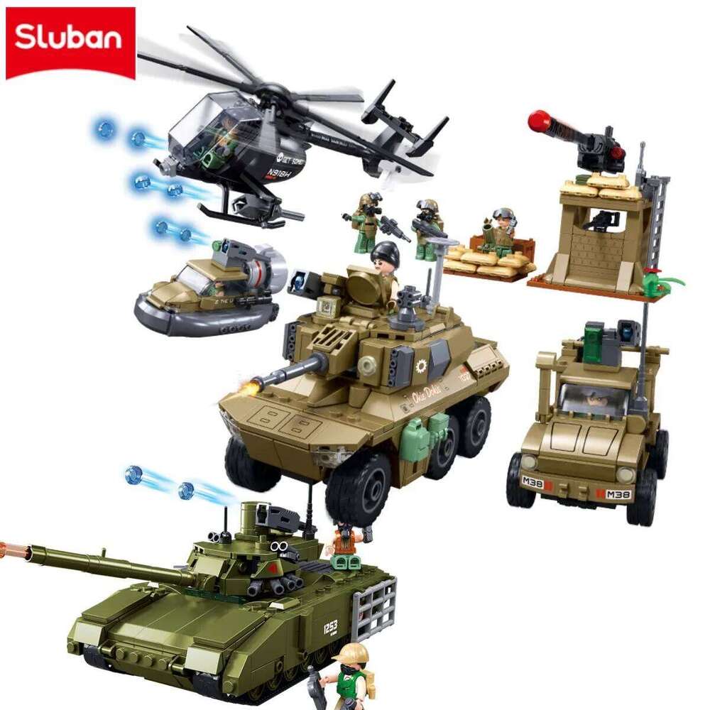 NEW Sluban Military Joint Assault Operations Bricks EBRC Reconnaissance Armored Vehicle Helicopter MBT Building Blocks DIY Toys Z260305