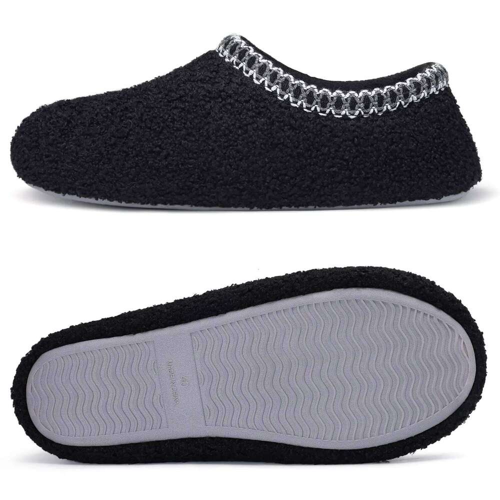 Litfun Teddy Fleece Rubber Sole Anti-slip House Slides Warm Indoor Sock Shoes Leisure Outdoor Women's Slippers
