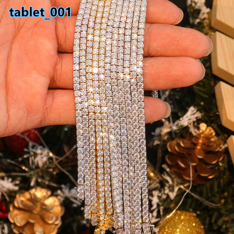 Moissanite Tennis Bracelet Hiphop 3mm Double Clasp Full Diamond Bracelet Versatile 925 Silver Moissanite Bracelet