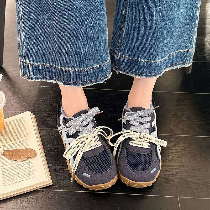 2025 New Dual Lacing Design Color-Block Fashion Casual Shoes - Versatile Outdoor Lightweight Athletic Sneakers