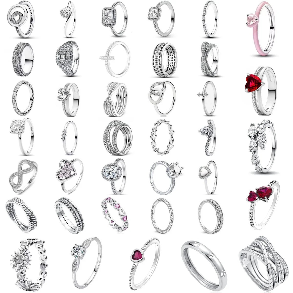 European 925 Silver Size 6 7 8 9 Heart-Shaped Flower Shaped Ring Suitable for Wedding Parties Exquisite 260302