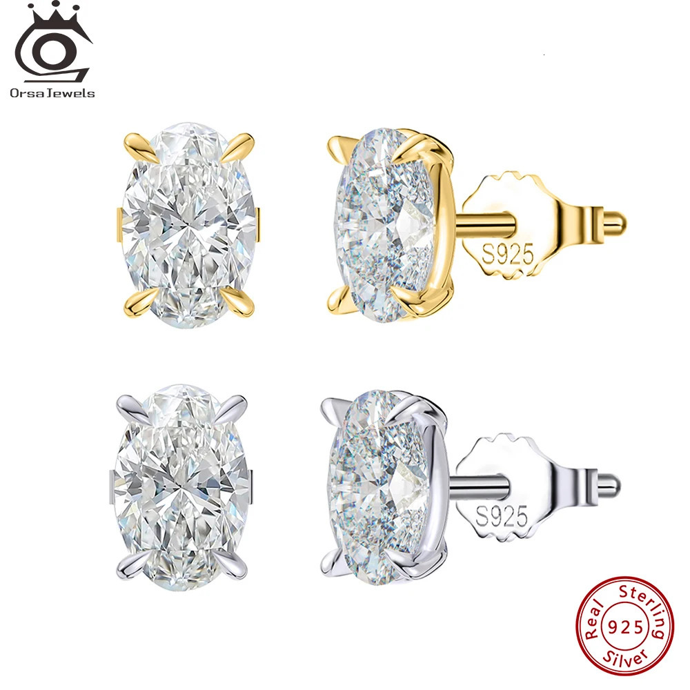 ORSA JEWELS Exquisite 925 Sterling Silver Zircon Earrings for Women Shiny 8A Premium Cubic Zirconia Earrings Party Jewelry LZE03 260303
