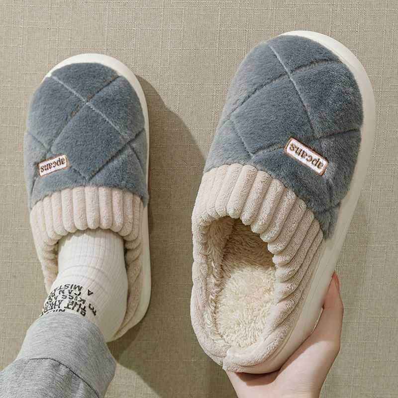 Womens Cotton Slippers Autumn Winter 2025 New Indoor Home Soft Sole Non-Slip Warm Plush Couple Cotton Slippers S260305