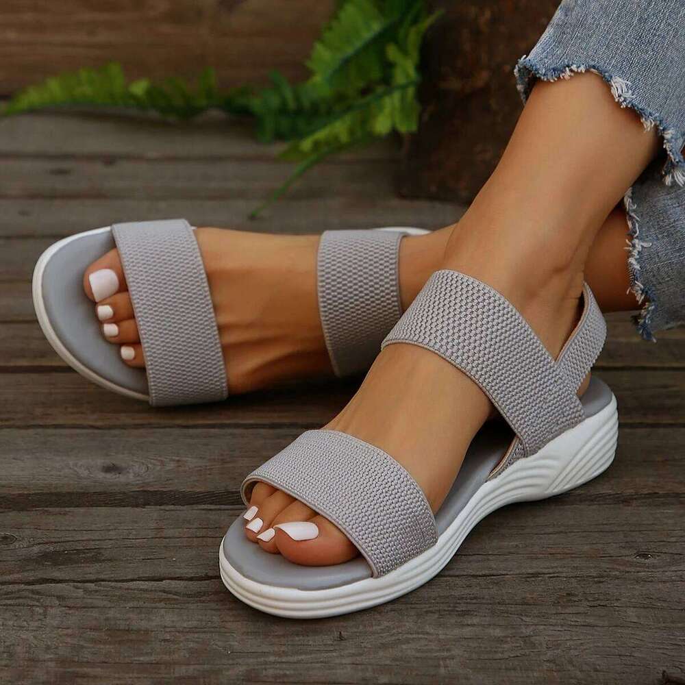 2026 Women's Knit Elastic Cloth Wedge Slip on Lightweight Walking Sandals Ladies Plus Size Comfortable Summer Shoes