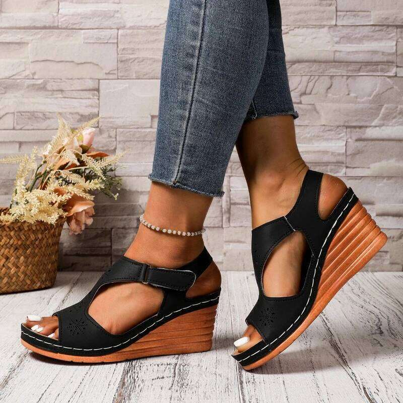2025 Summer New Fashion Slope High Heel Sandals Elegant Casual Women's Shoes