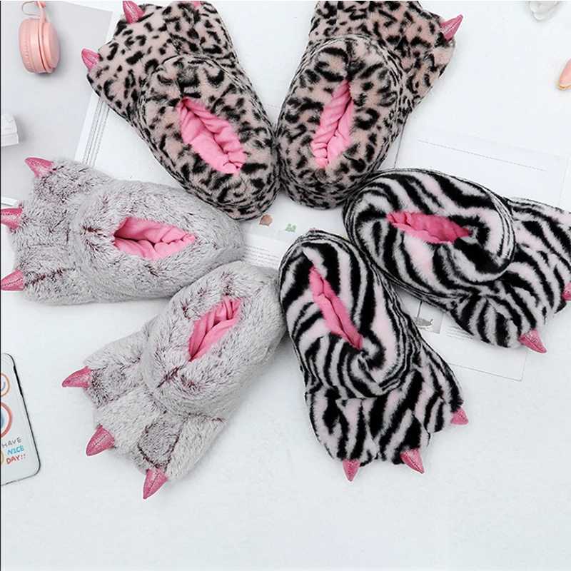 Winter Warm Soft Indoor Floor Slippers Women Men Shoes Paw Funny Animal Christmas Monster Claw Plush Home Cotton Shoes for Men S260305