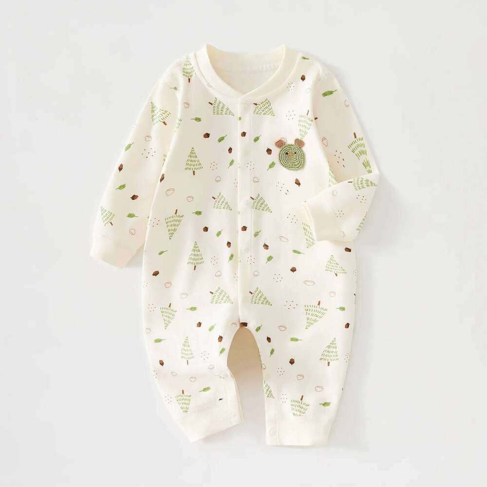 Newborn Four Season Single Breasted Cartoon Cotton High-quality Girl Clothing 0-18 Months Male Baby Jumpsuit Z260306
