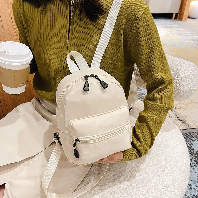 Mini Womens Backpacks Trend Nylon Female Bag Small School Bags White Rucksack For Teen Girls Fashion Casual Backpack260228