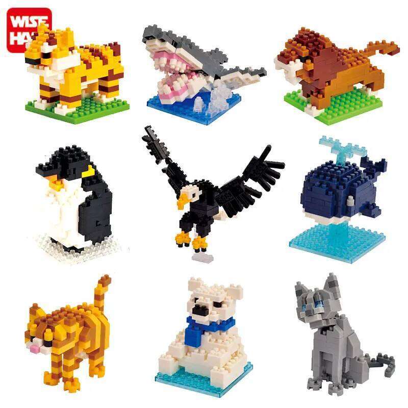 Mini Building Blocks 3D Animal Diamond Model Micro Bricks Dog Cat Bird Moose Wolf Panda Macaw Toys For Children Birthday Gifts Z260305